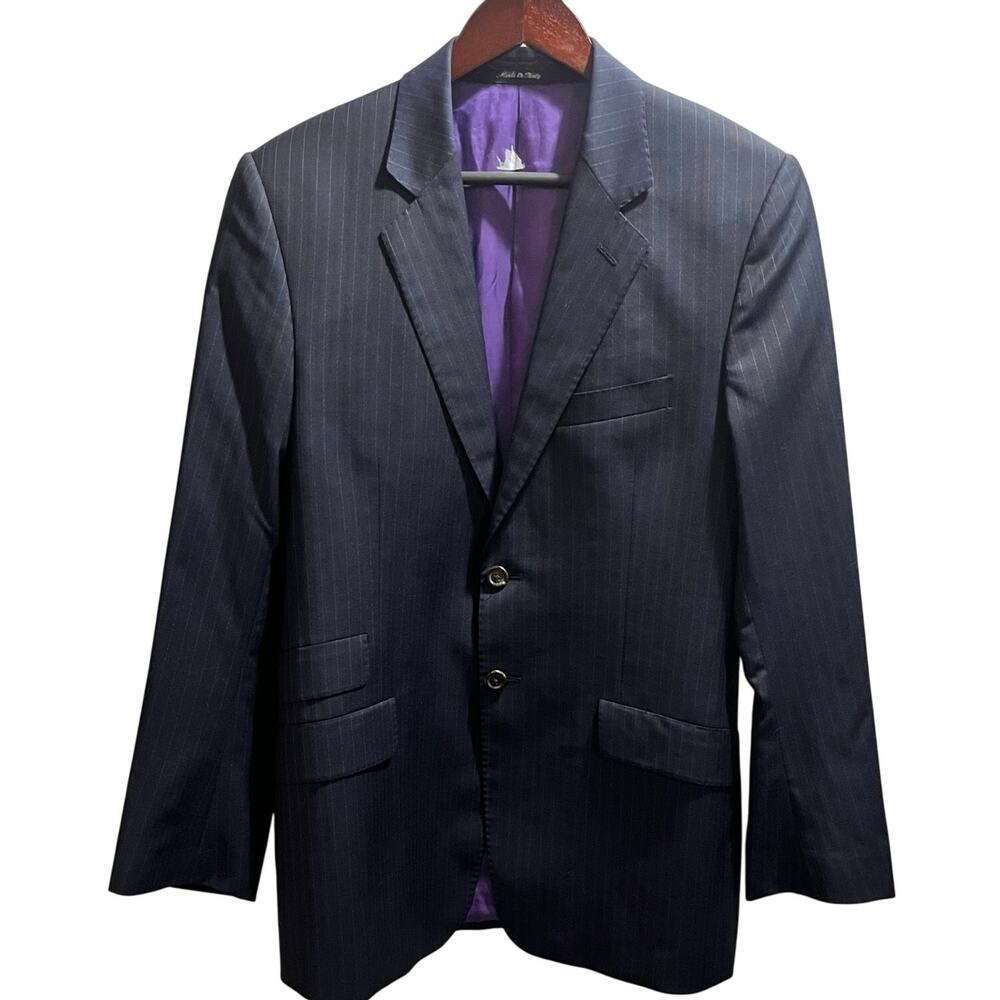 Paul Smith Westbourne Suit Jacket Mens Blue Stripe Wool Italy Blazer Sz 38 R